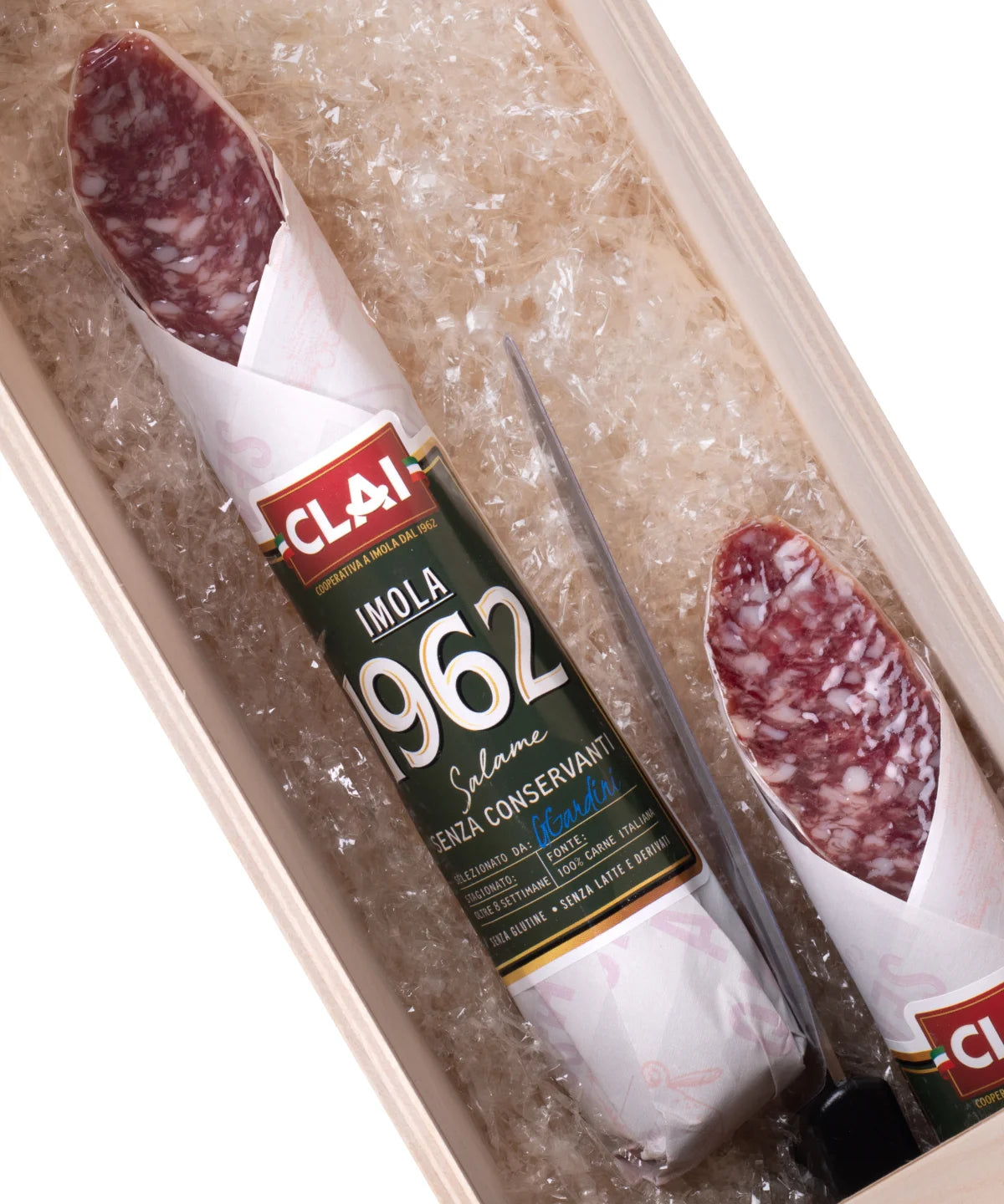 clai-salame-imola-1962-sans-conservateurs-coffret-cadeau-bois-avec-couteau-et-ta image 4